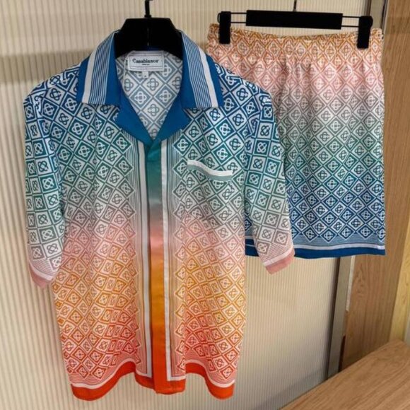 Casablanca Men Gradient Monogram Silk Shirt Set Small Size - Picture 1 of 4